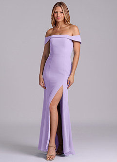 Azazie Luciana Robes de demoiselle d'honneur Robe Fourreau Convertible en Mousseline de soie Épaule décolletée Lilas image3