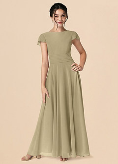 Azazie Payton Moss Green A-Line Bow Chiffon Dress image1