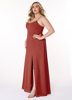 Azazie Moira Bridesmaid Dresses Terracotta A-Line Scoop Chiffon Dress image10