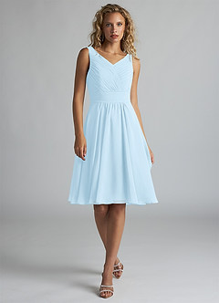 Azazie Grace Bridesmaid Dresses Sky Blue A-Line Pleated Chiffon Dress image1