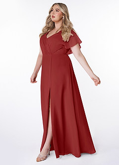 Azazie Rylee Bridesmaid Dresses A-Line Pleated Chiffon Floor-Length Dress image7