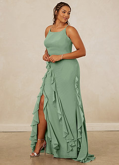 Christian Siriano Bridal for Azazie 1006 Brautjungfernkleider Meerjungfrau-Linie Gestreift Chiffon Kleid Matcha image11