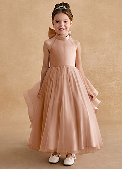 Azazie Bev Champagne Rose A-Line Convertible Tulle Dress | Azazie