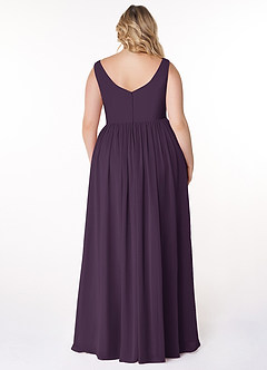 Azazie Keyla Bridesmaid Dresses Plum A-Line V-Neck Pleated Chiffon Dress image7