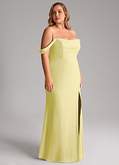 Azazie Saige Bridesmaid Dresses Lemon Sorbet A-Line Off the Shoulder Chiffon Convertible Dress image13