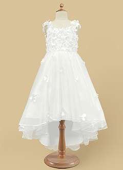 Azazie Ceres Flower Girl Dresses Ivory Ball-Gown Lace Tulle Dress image6