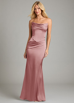 Azazie Sorrel Bridesmaid Dresses Dusty Rose Mermaid Strapless Stretch Satin Convertible Dress image5