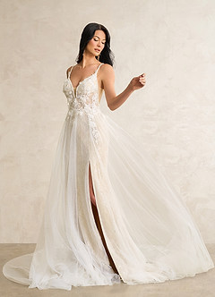 Azazie Avia Wedding Dresses Diamond White Champagne Mermaid Sequins Lace Dress image6