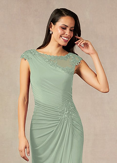 Azazie Oliniana Abiti per la Madre della Sposa Abito Sirena in Maglia Pizzo Verde Salvia image5