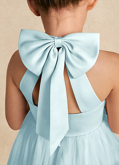 Azazie Bev Flower Girl Dresses Sea Glass A-Line Convertible Tulle Dress image5