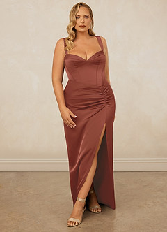 Christian Siriano Bridal for Azazie 1017 Bridesmaid Dresses Auburn Sheath Sweetheart Neckline Stretch Satin Dress image9