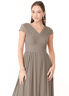 Azazie Organa Bridesmaid Dresses Taupe A-Line Pleated Chiffon Dress image5