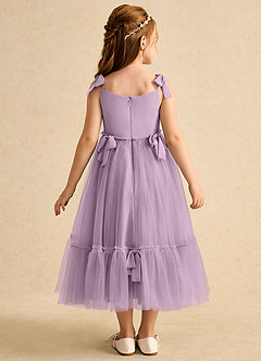 Azazie Jaci Flower Girl Dresses Wisteria A-Line Spaghetti Strap Chiffon Dress image5