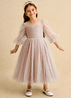 Azazie Trudy Sukienki dla dziewczynek sypiących kwiaty Suknia balowa Dekolt w kształcie serca Tiul Długość herbaty Sukienka image3