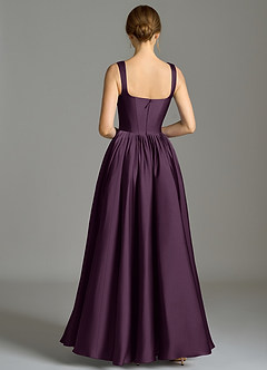 Azazie Verina Bridesmaid Dresses Plum A-Line Pleated Stretch Satin Dress image6