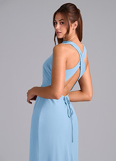 Azazie Evadne Brautjungfernkleider Etui Plissee Chiffon Kleid Puderblau image7