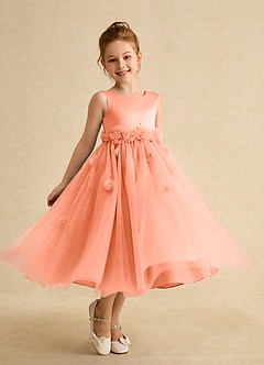 Azazie Lux Flower Girl Dresses Sunset A-Line Beaded Tulle Dress image1