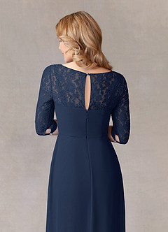 Azazie Leonine Mother of the Bride Dresses Dark Navy A-Line Scoop lace Chiffon Dress image7