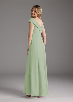 Azazie Cupid Final Sale Dusty Sage A-Line Boatneck Lace Chiffon Dress image2