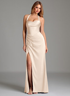 Azazie Serenity At-home Try On Dresses Dusty Sage Mermaid Sweetheart Neckline Stretch Satin Dress image3