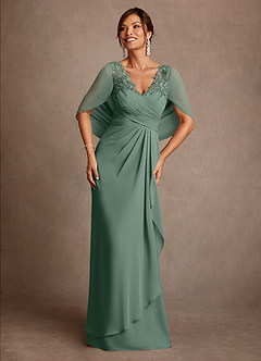 Azazie Santa Clara Mother of the Bride Dresses Eucalyptus A-Line Lace Dress image1