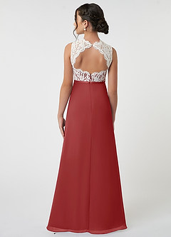 Azazie Rana Junior Rust A-Line Lace Chiffon Dress image2