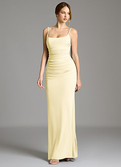 Azazie Jolene Robes de demoiselle d'honneur Robe Sirène en Jersey extensible de qualité supérieure Col Carré Sorbet Citron image3