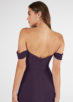 Azazie Kit Bridesmaid Dresses Plum Mermaid Off the Shoulder Mesh Dress image7