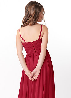 Azazie Astrid Junior Scarlet A-Line Floral Chiffon Dress image4