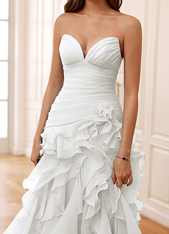 Christabelle White Corset Rhinestone Sheer Lace Prom Dress image6