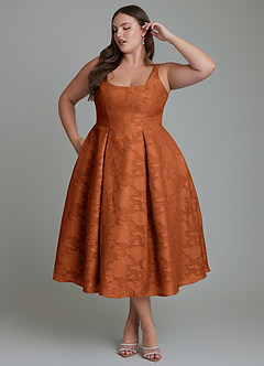 Azazie Amalie Brautjungfernkleider A-Linie Plissee Blumen-Burnout Kleid Gebranntes Orange image12