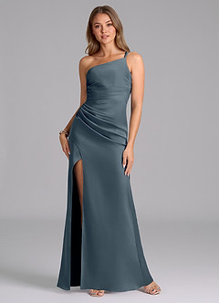Azazie Eren Bridesmaid Dresses Twilight Mermaid One Shoulder Stretch Satin Dress image1