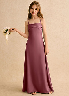Azazie Mirabella Girls Formal Flower Girl Klänningar Klänning Tubklänning i Stretch Satin Hjärtformad urringning image3