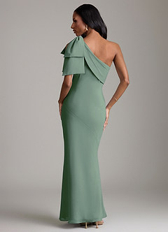 Azazie Yuanna Bridesmaid Dresses Eucalyptus Mermaid One Shoulder Chiffon Dress image6