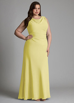 Azazie Kieryn Bridesmaid Dresses Lemon Sorbet Mermaid Pleated Chiffon Dress image11