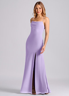 Azazie Grata 신부 들러리 드레스 인어 주름진 쉬폰 바닥 길이 드레스 image5