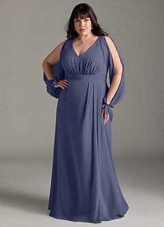 Azazie Matilda Bridesmaid Dresses Stormy A-Line Long Sleeve Chiffon Dress image9
