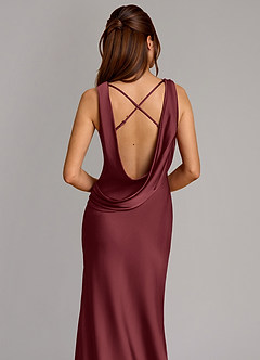 Azazie Cheryl Brudtärnklänningar Klänning av Sjöjungfru i Stretch Satin Merlot image2