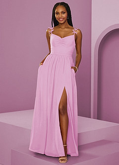 Barbie ♥ Azazie Bridesmaid Dresses Candy Pink A-Line Pleated Chiffon Dress image1
