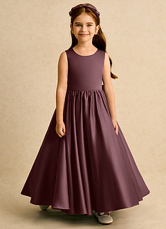 Azazie Nellia Flower Girl Klänningar Klä A-Line i Matt satäng Rosett image5