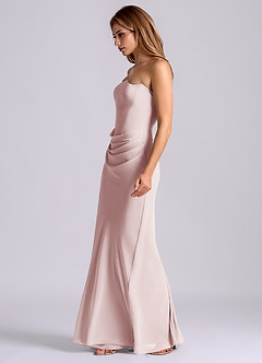 Azazie Debby Bridesmaid Dresses Blushing Pink Mermaid Strapless Chiffon Dress image4