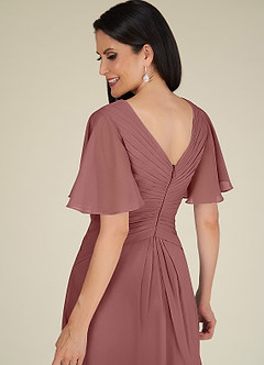 Azazie Morning Glory Mother of the Bride Dresses A-Line V-Neck Ruched Chiffon Floor-Length Dress image5