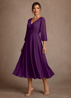 Azazie Ana Abiti per la Madre della Sposa Abito A-Line in Chiffon Pizzo Uva image4