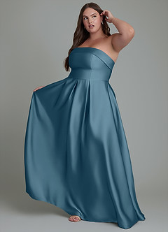 Azazie Lucienne Vestidos de damas de honor Vestido Bermudas de Satén Elástico de Línea A Convertible con Palabra de honor image9