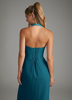 Azazie Tina Jurken voor bruidsmeisjes Jurk van Chiffon met Zeemeermin Korset Inkt Blauw image2