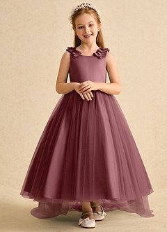 Azazie Lorita Flower Girl Dresses Desert Rose A-Line Beaded Tulle Dress image6