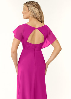 Azazie Rylee Jurken voor bruidsmeisjes Jurk van Chiffon met A-Lijn Geplooid Fuchsia image2