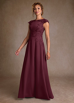 Azazie Christi Mother of the Bride Dresses Cabernet A-Line Lace Chiffon Dress image4