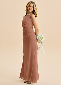 Azazie Floris Junior A-Linie Plissee Chiffon Kleid Bronzer image5