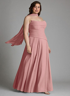 Azazie Gabriela Bridesmaid Dresses Dusty Rose A-Line Corset Chiffon Dress image19